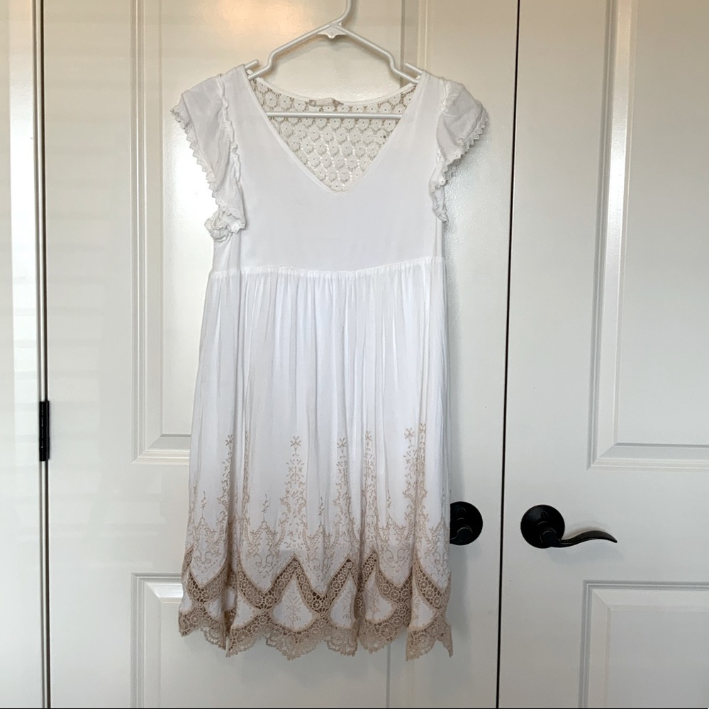 White detailed mini dress